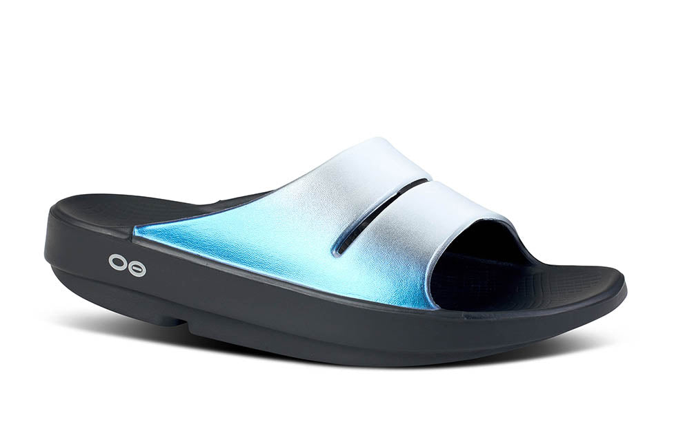 Womens Oofos OOahh Luxe Slide Sandal 1101-FROST