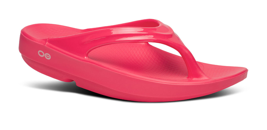 Womens Oofos Oohlala Thong Sandal 1400-BERRY Neon Berry