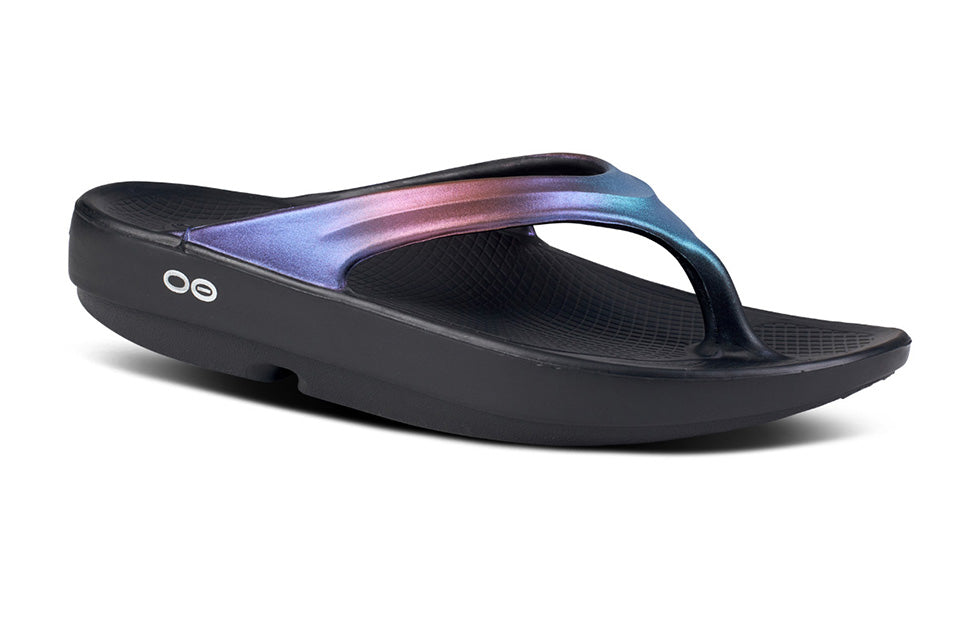 Womens Oofos Oolala Luxe Thong Sandal 1401-MNSP Midnight Spectre