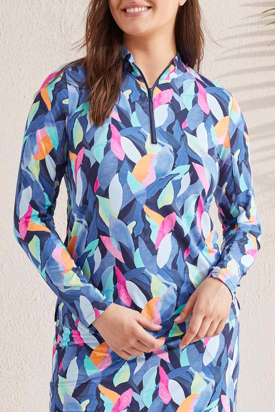 Tribal Sport Long-Sleeve Printed Mockneck Top 1410O-3024-0213 Emerald
