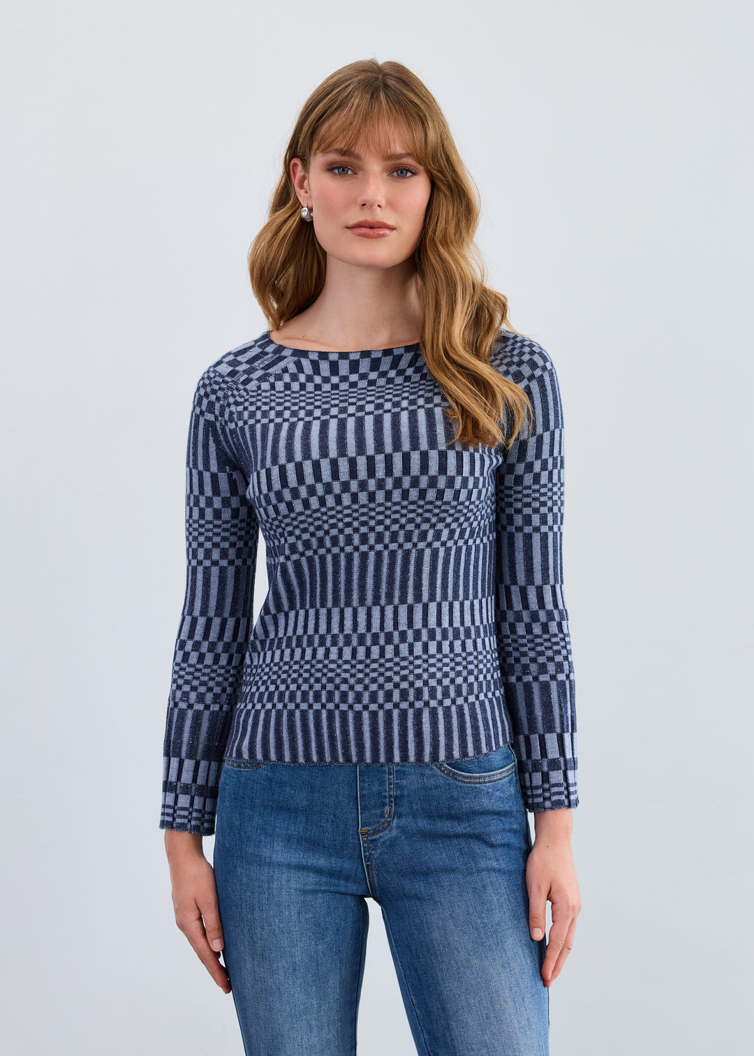 FDJ Long Sleeve Ribbed Sweater 1621884-INBU Indigo Blue