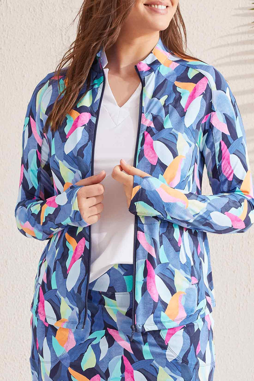 Tribal Sport Printed Zip Front Jacket 1817O-3024-0213 Emerald