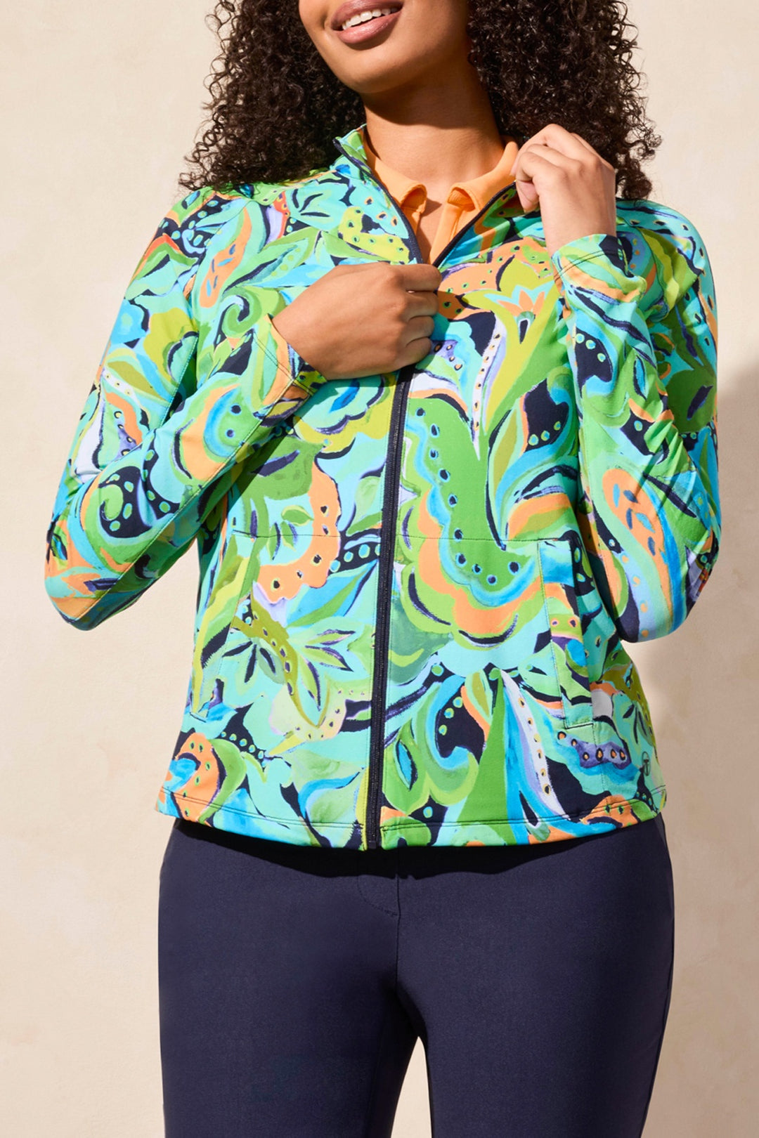 Tribal Sport Printed Zip Front Jacket 1817O-3024-2225 Jungle