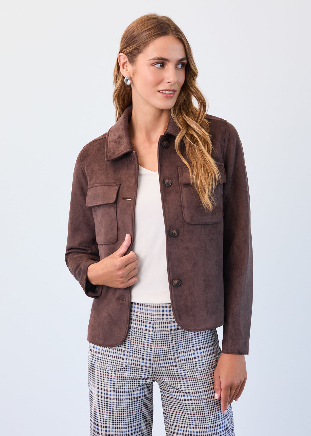 FDJ Faux Suade Jacket 1926159-BRN Brown