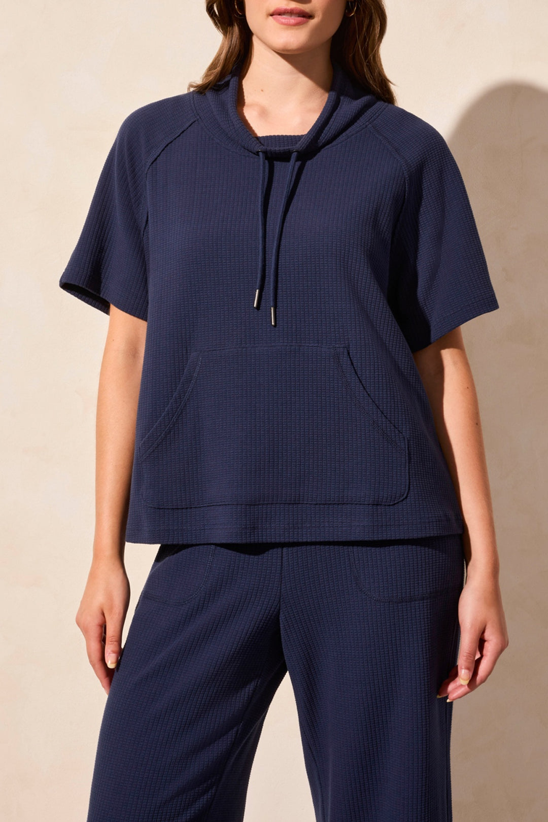 Tribal Short-Sleeve Top w/ Drawcord 2045O-8113-3068 Jet Blue