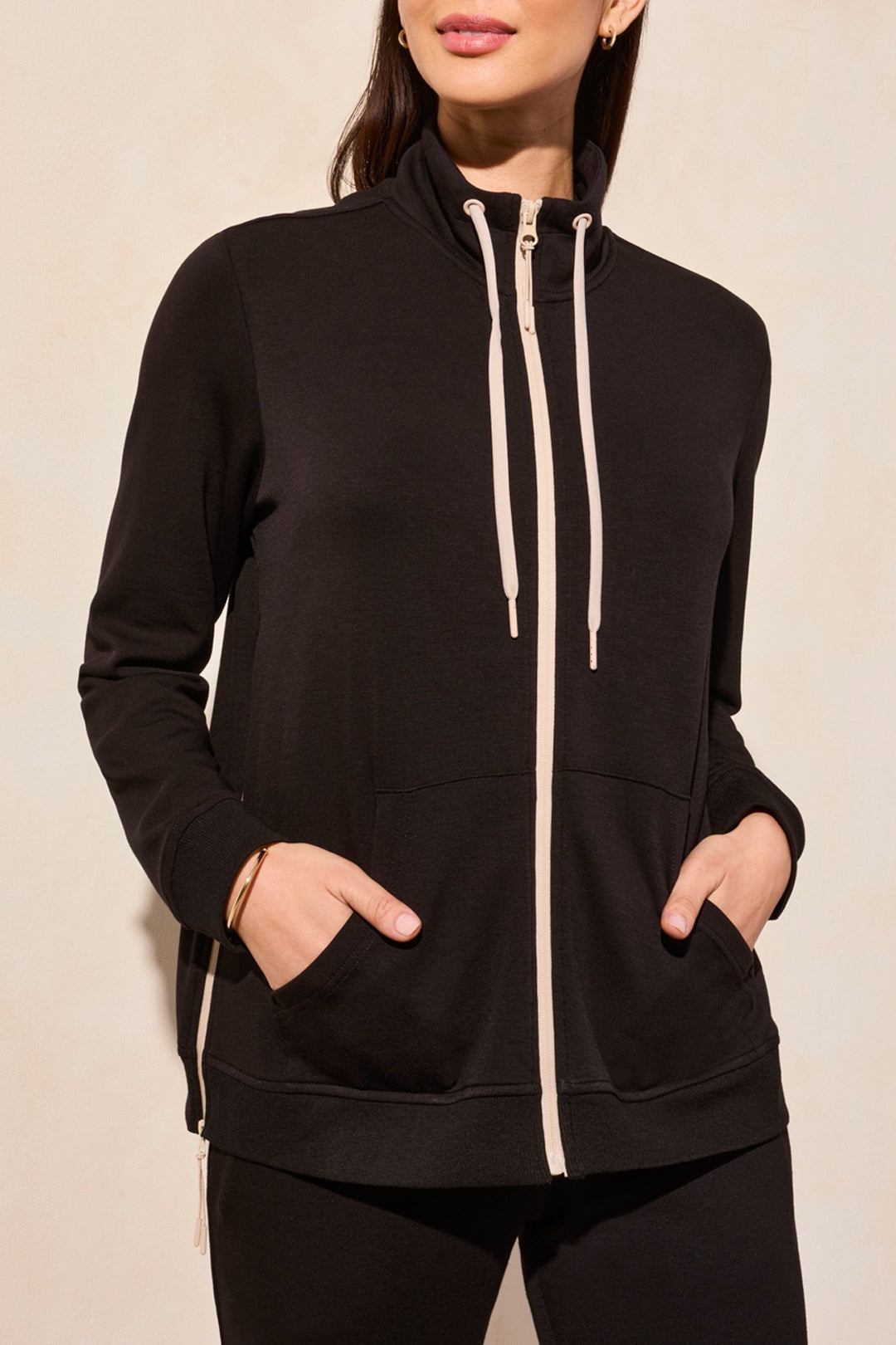 Tribal Sport Long-Sleeve Mockneck Cardigan 2064O-3390-0002 Black