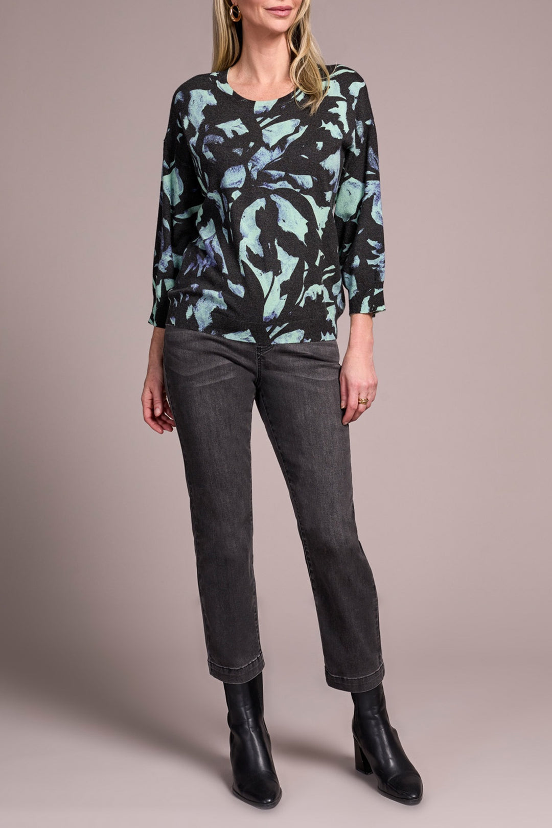 Tribal 3/4 Sleeve Crew Neck Sweater 2175O-8169-0440 Mint