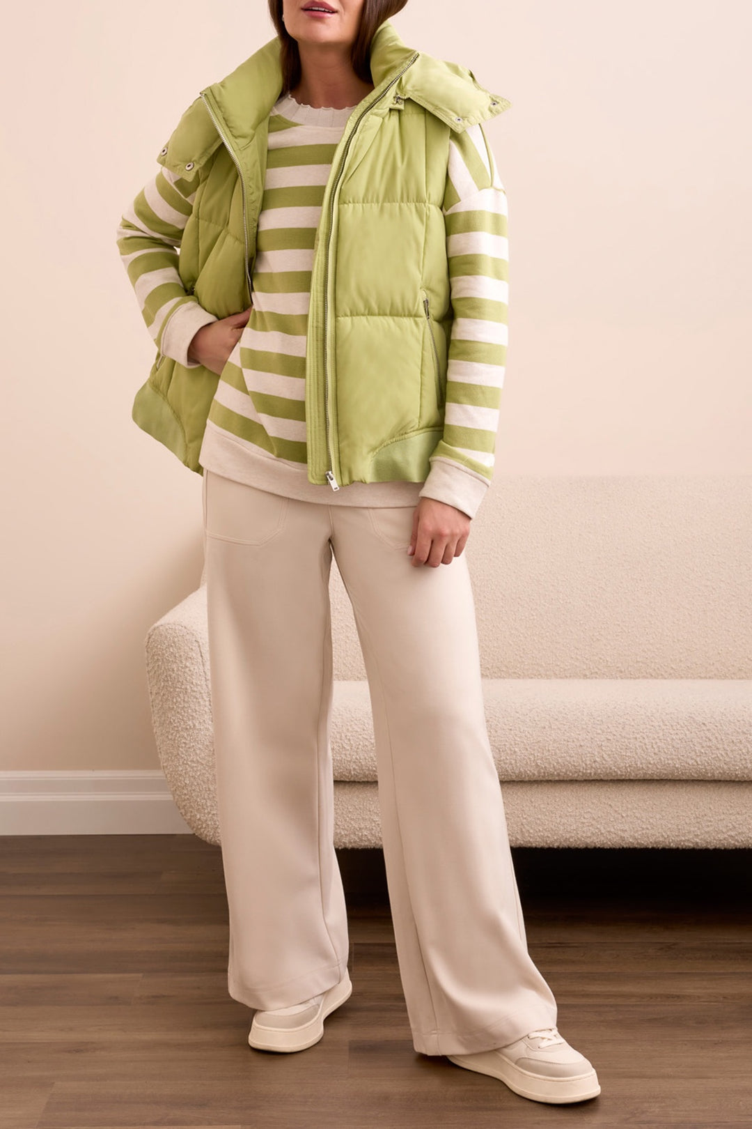 Tribal Quilted Vest w/ Removable Hood 2247O-8272-0802 Wasabi