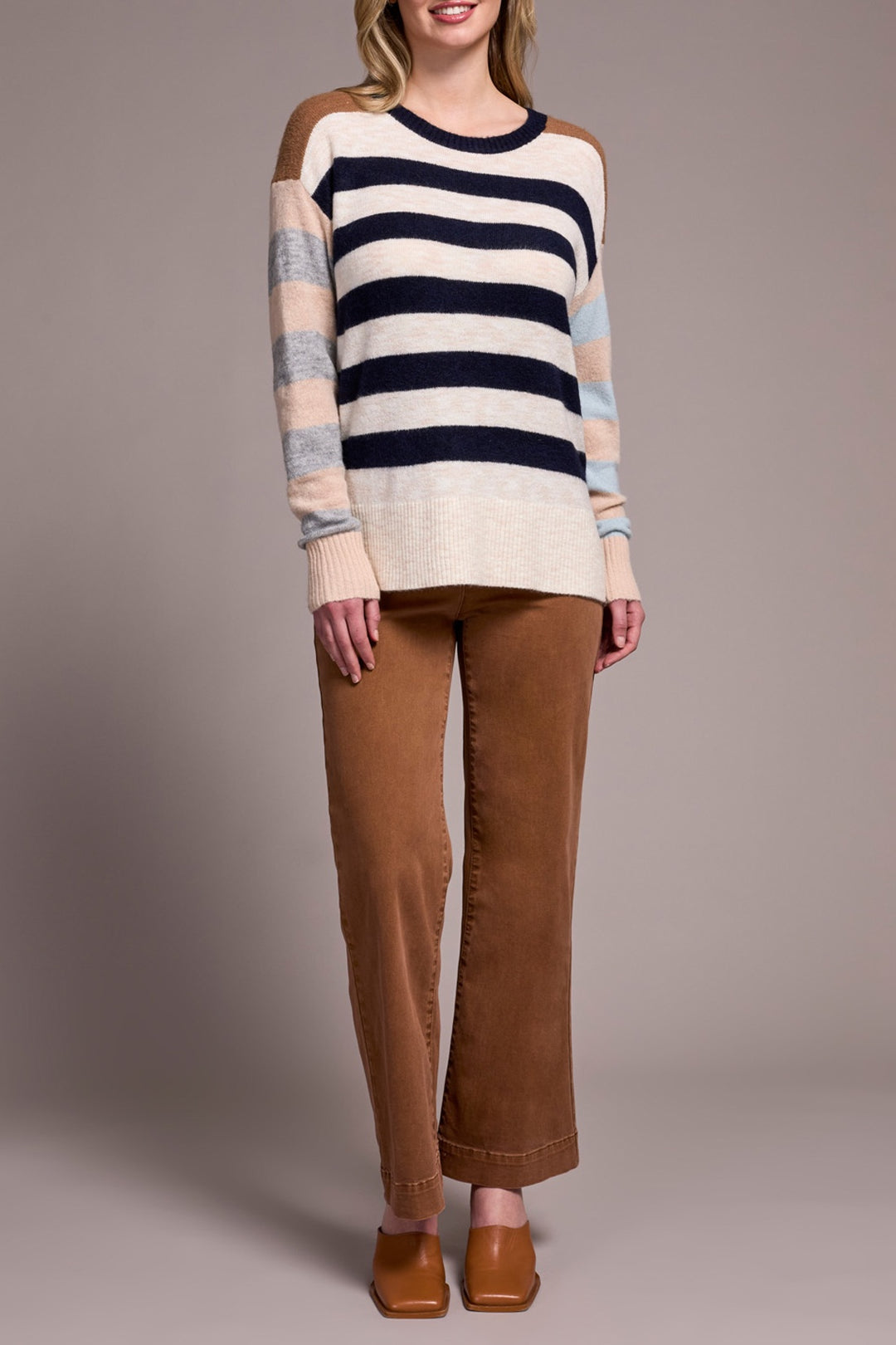 Tribal 3/4 Sleeve Crew Neck Sweater 2250O-8029-0805 Sapphire