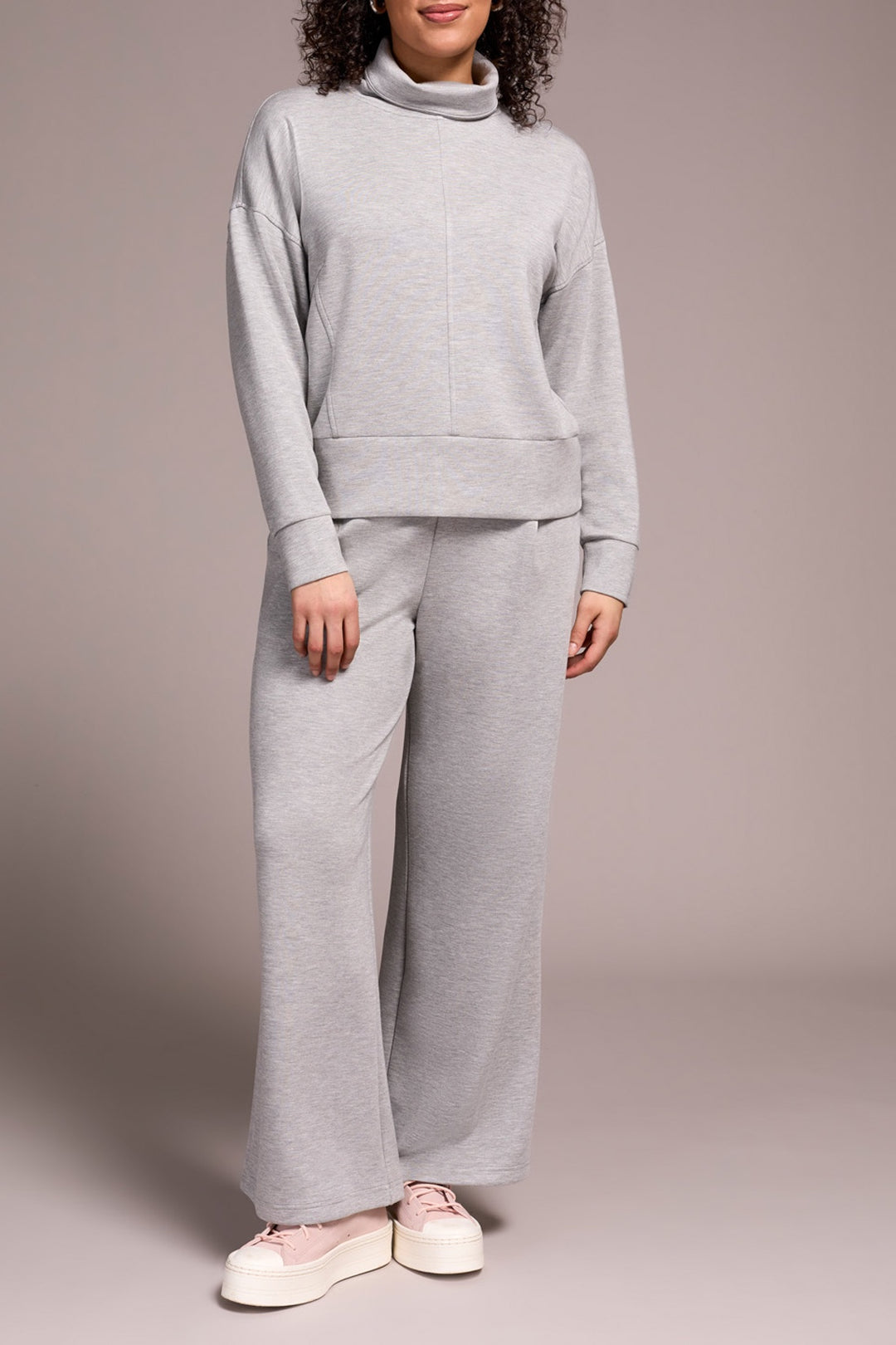 Tribal Funnel Neck Top 2275O-3390-141A Lt. Grey Mix