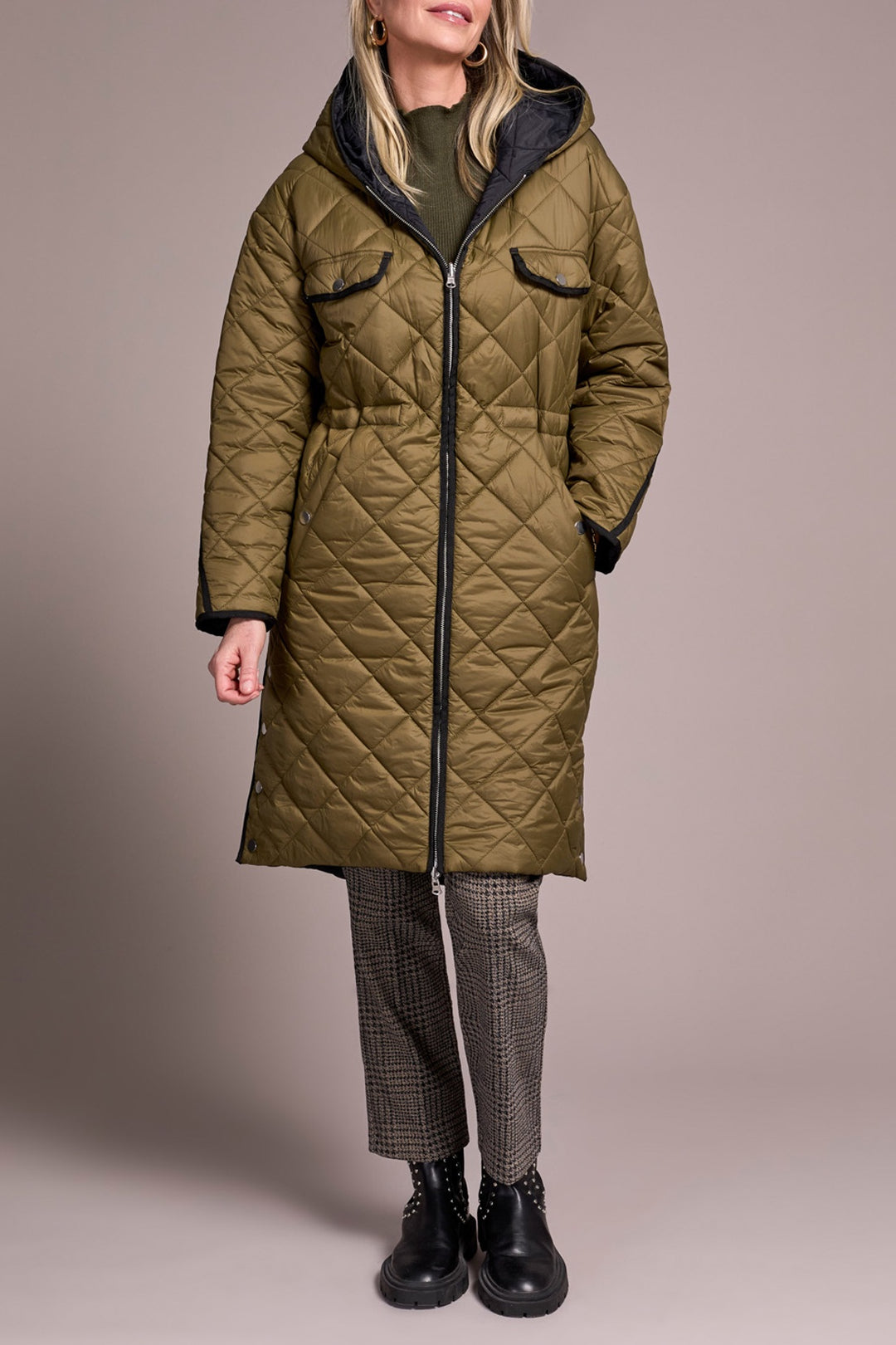 Tribal Reversible Puffer Jacket w/ Hood 2316O-8314-3266 Ivy
