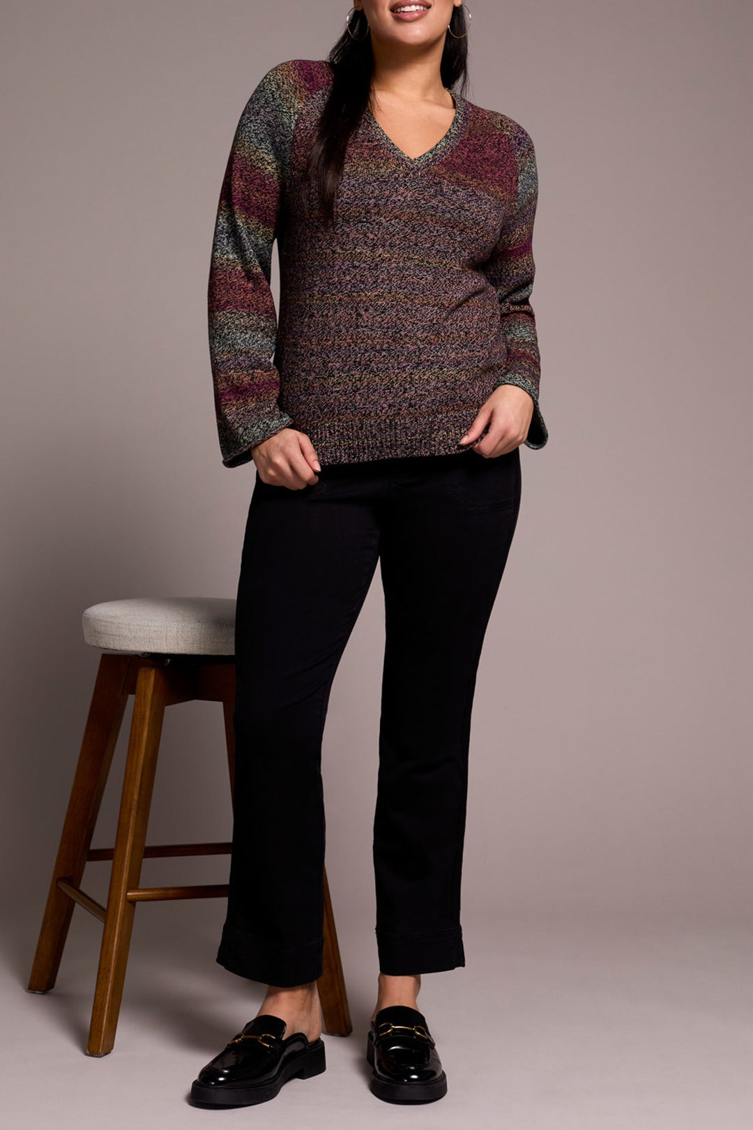 Tribal V-Neck Sweater 2374O-576-0009 Wine