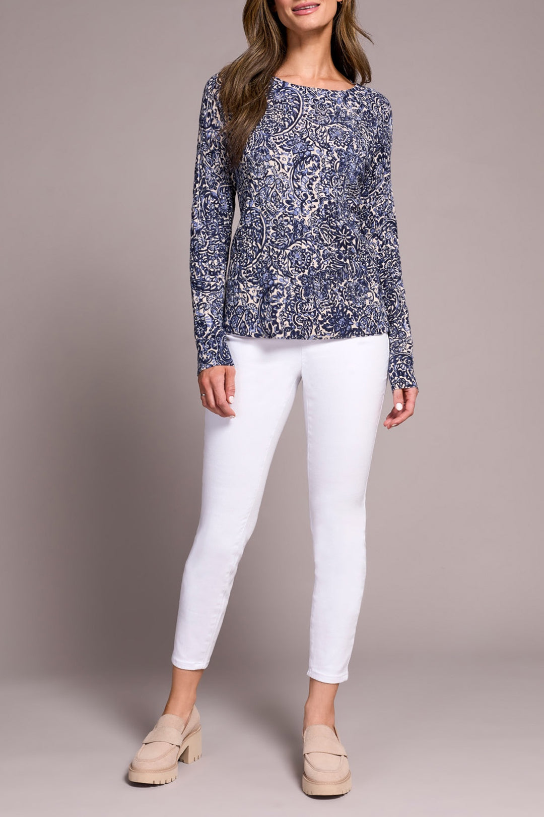 Tribal Crew Neck Sweater 2383O-576-0805 Sapphire