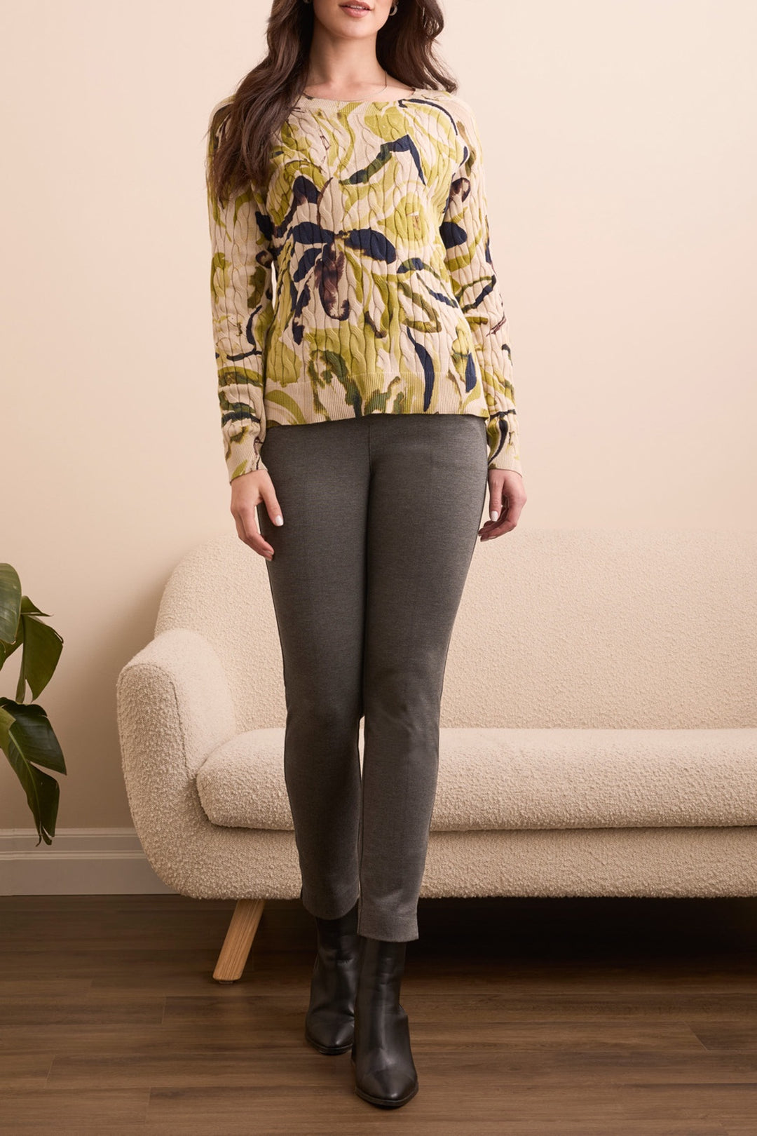 Tribal Crew Neck Sweater 2383O-576-3264 Leek