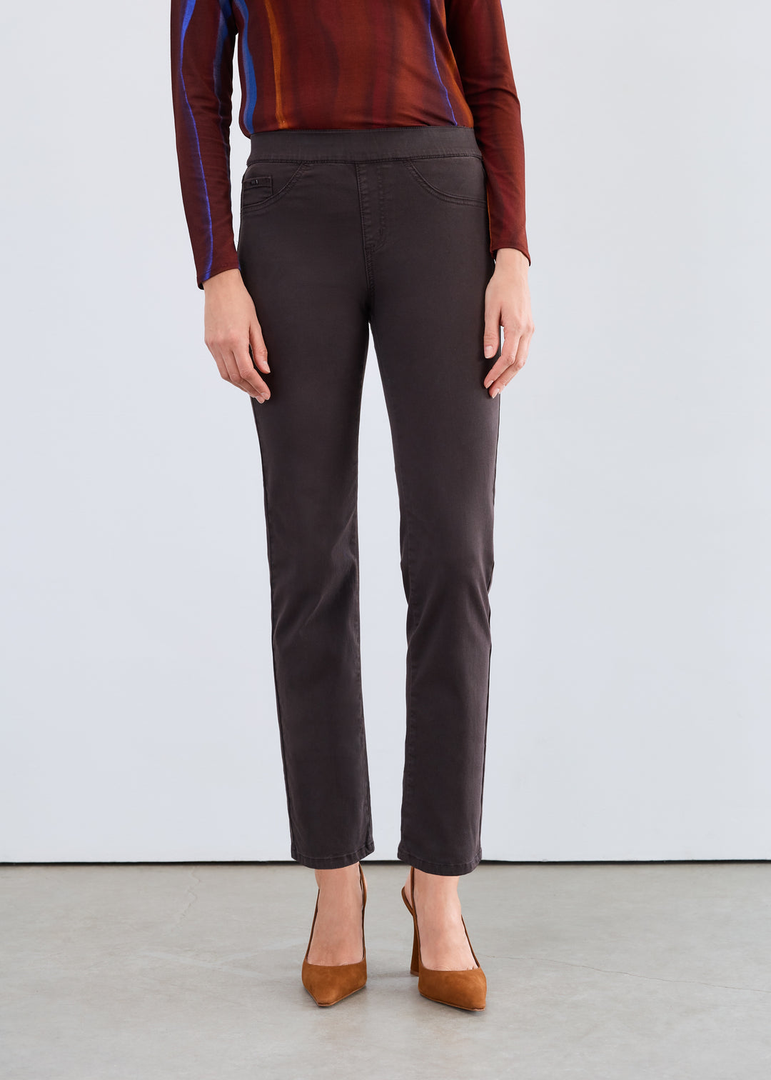 FDJ Pull-On Straight Ankle Pant 2531511-RICHBR Rich Brown