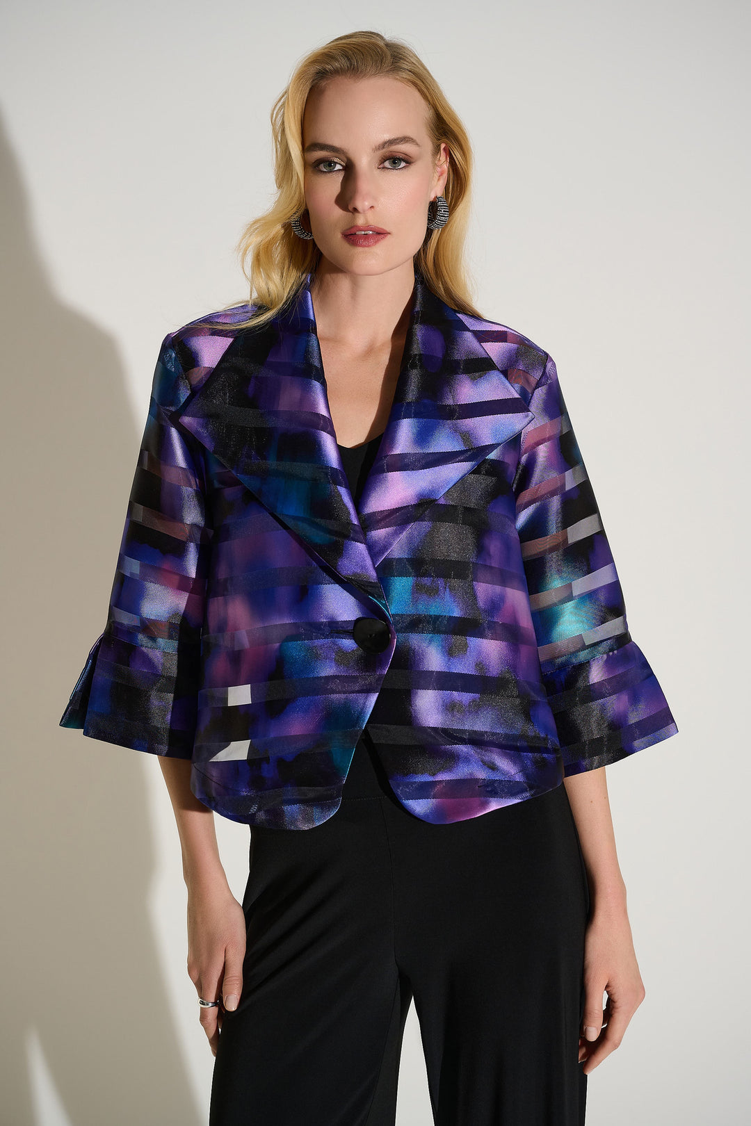 Joseph Ribkoff Novelty Abstract Print Swing Jacket 253745-178 Black Multi