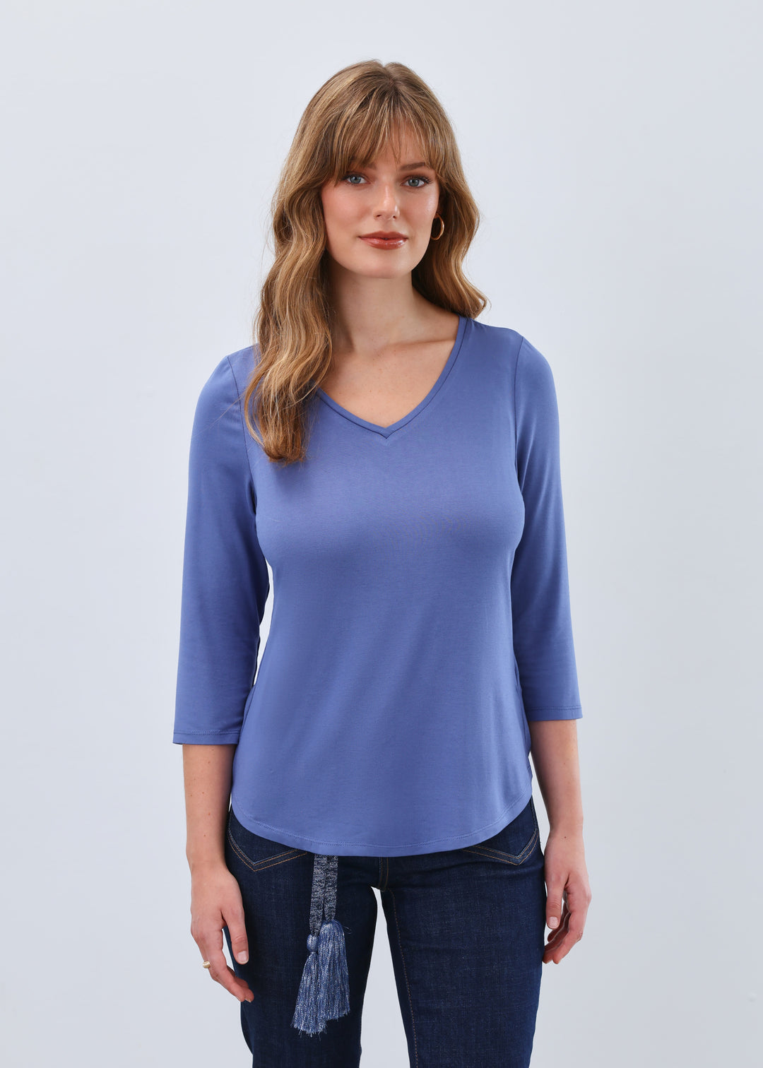 FDJ V-Neck Top 3318756-BLB Blueberry