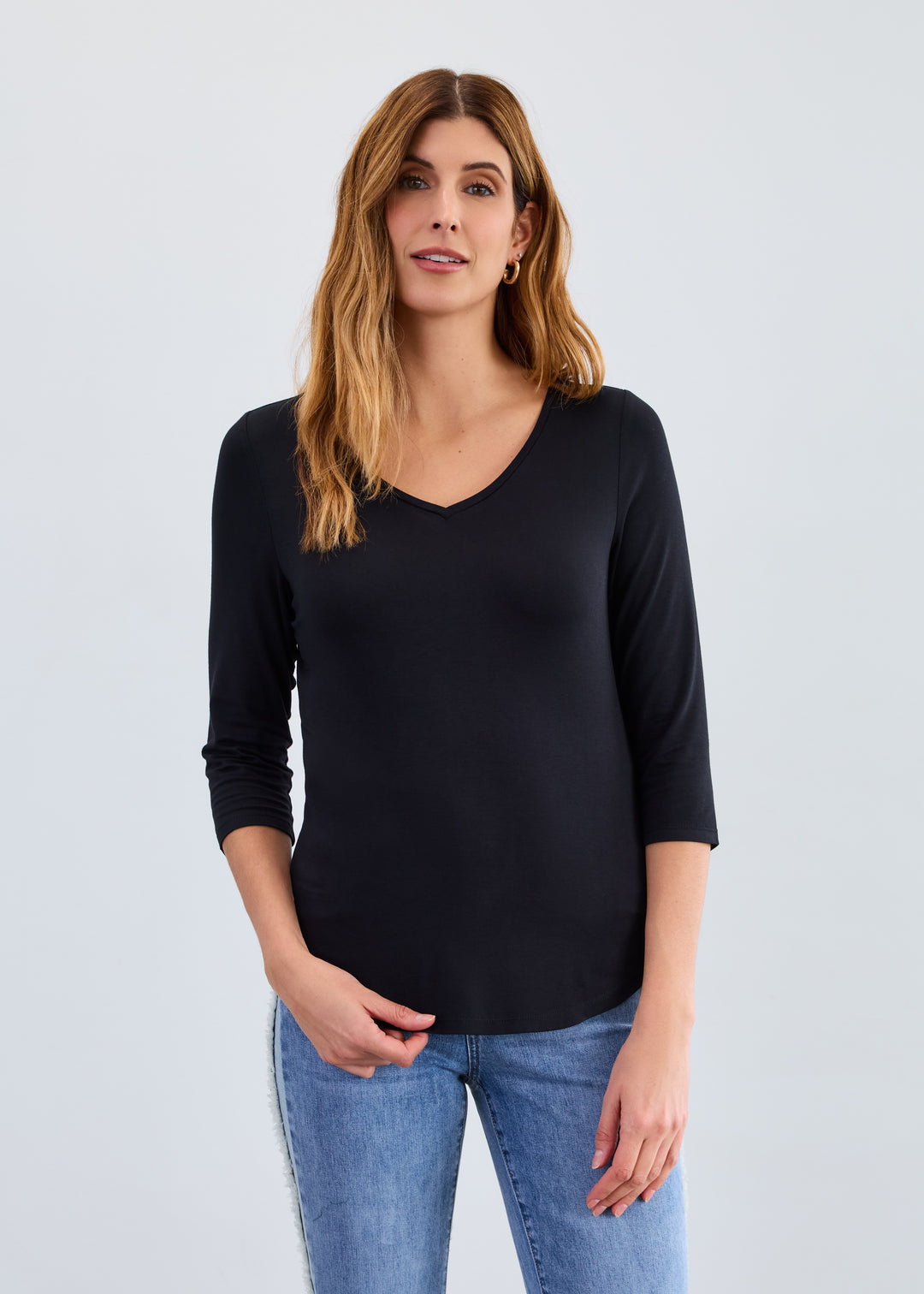 FDJ V-Neck Top 3318756-BLK Black