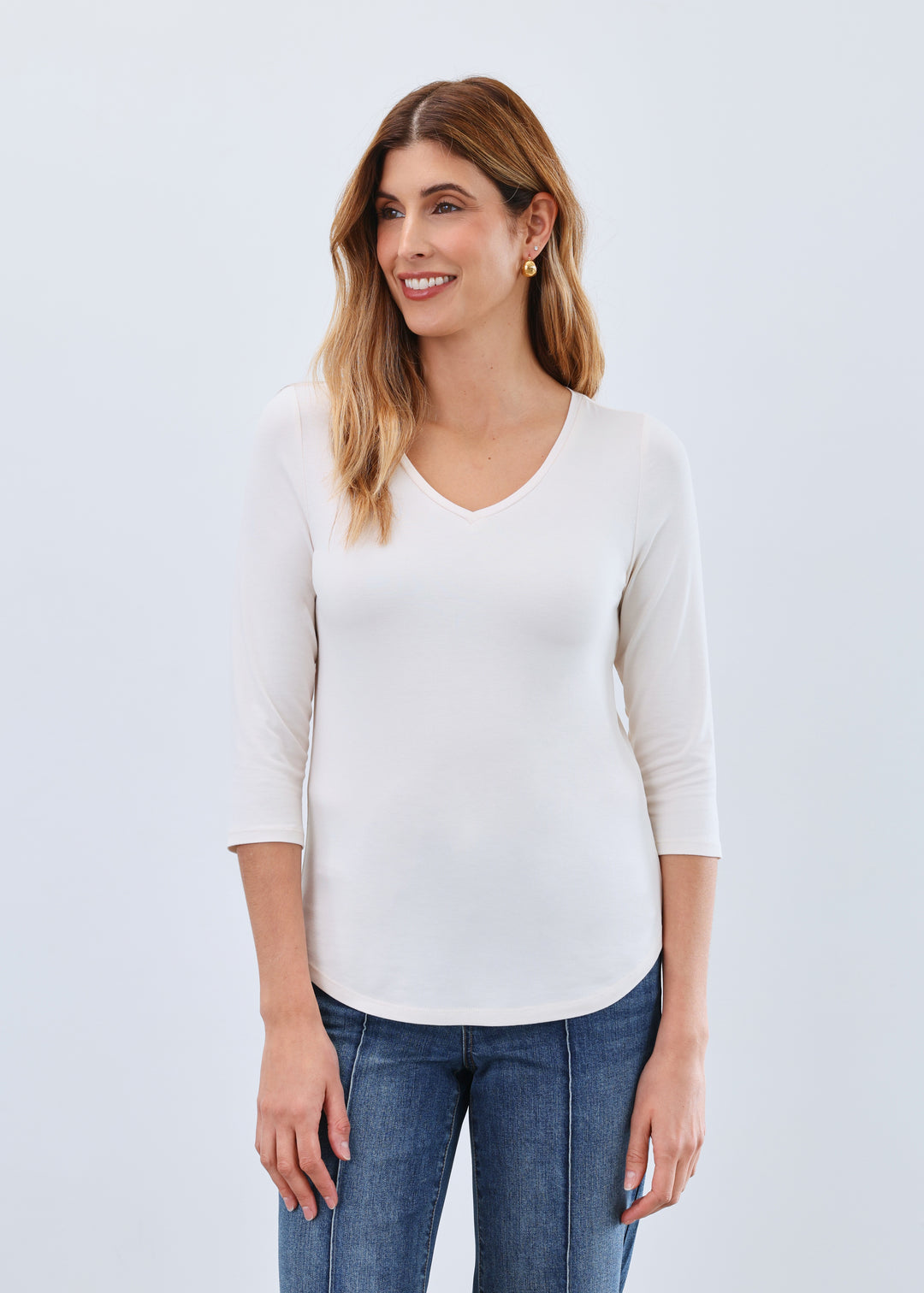 FDJ V-Neck Top 3318756-CRM Cream