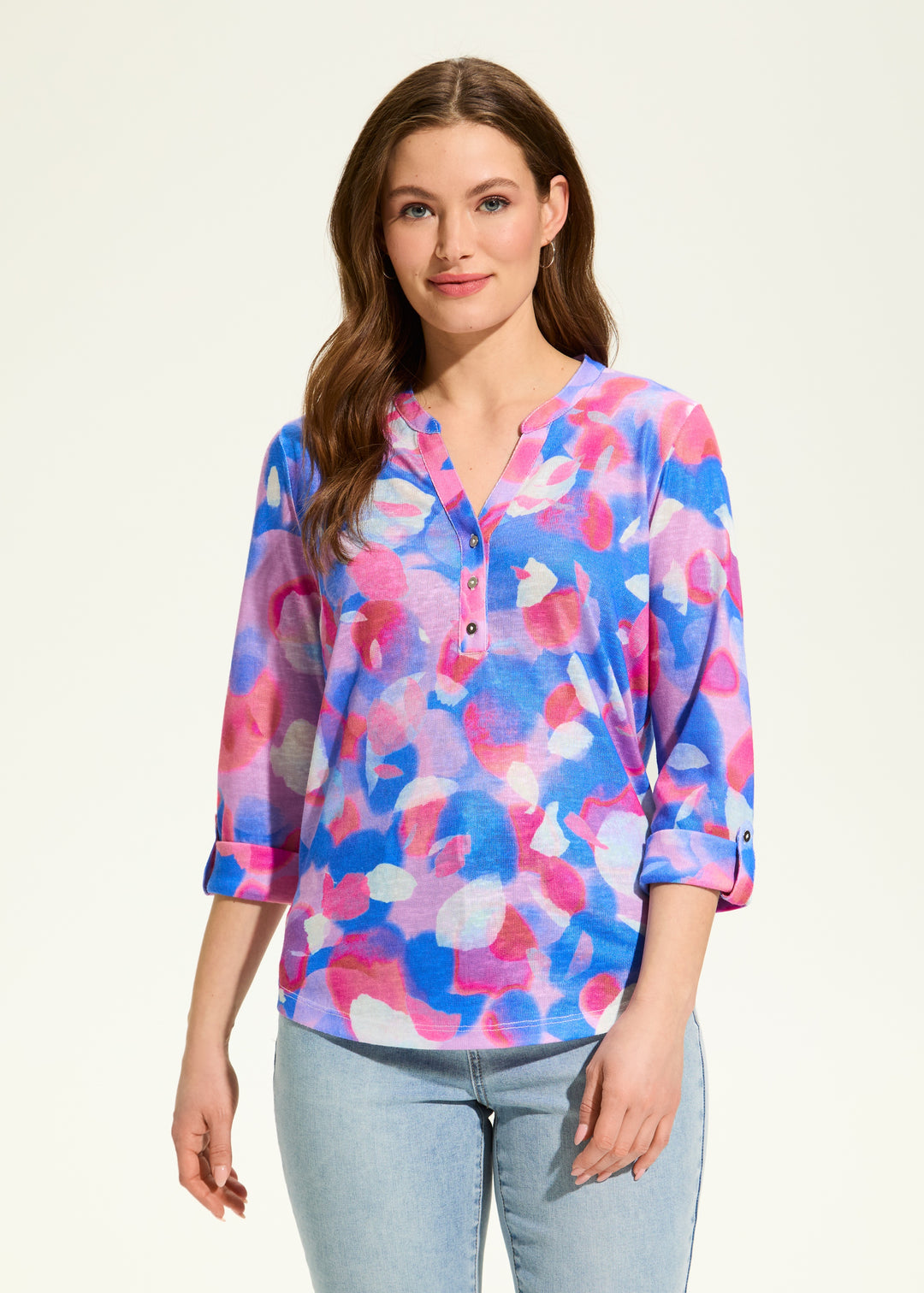 FDJ Henley Top 3560451-DOPPEL Doppel Light Print