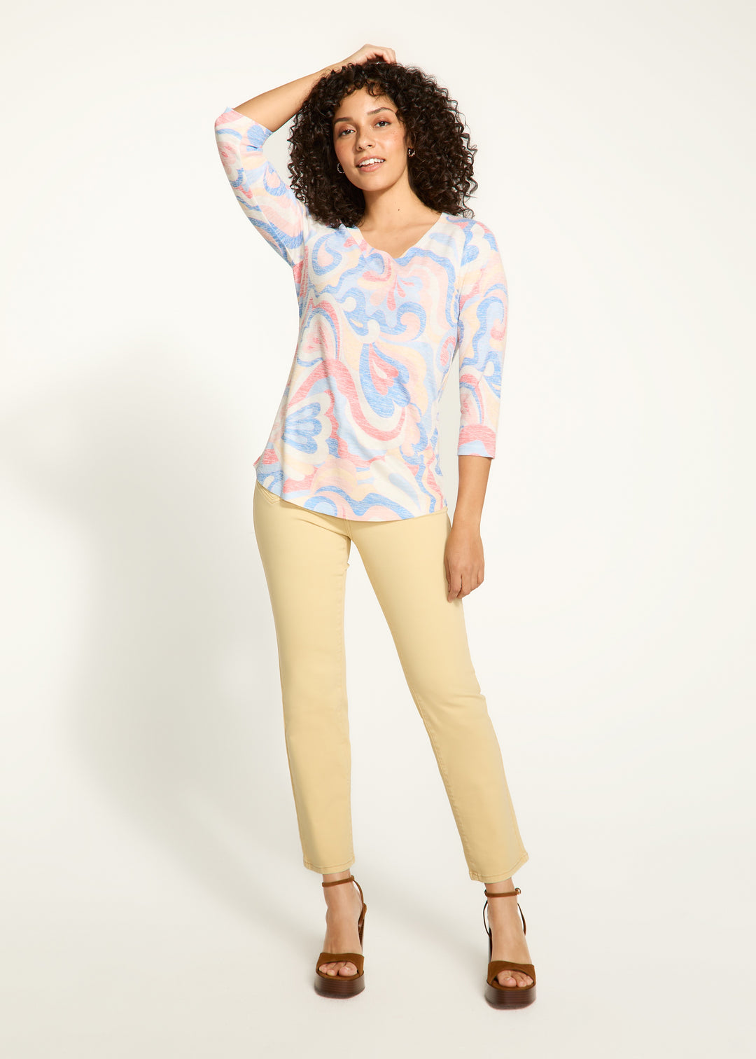 FDJ Boat Neck Print Top 3731435-PRT Groovy