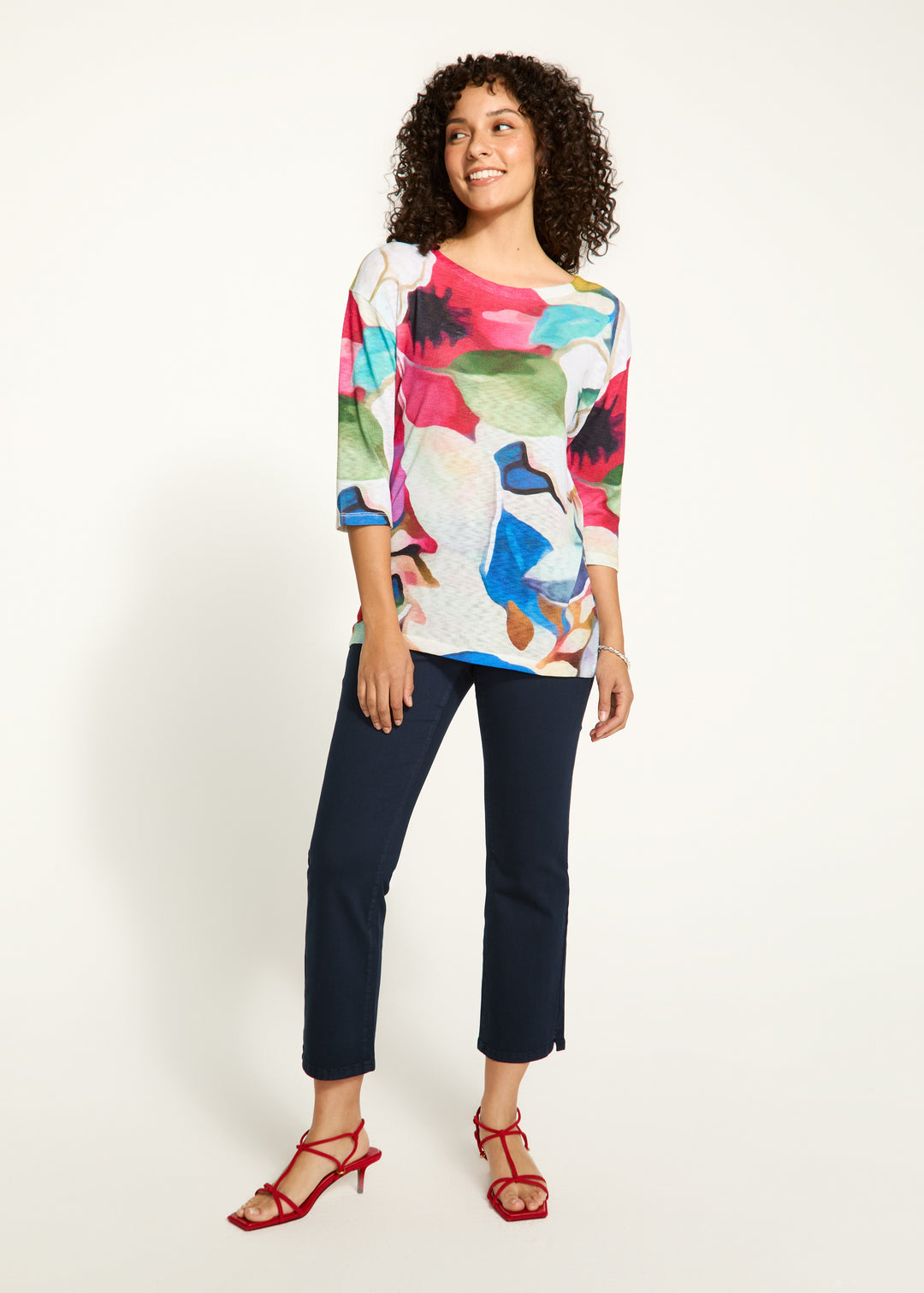 FDJ Drop Shoulder Boat Neck Top 3945955-PRT Macro