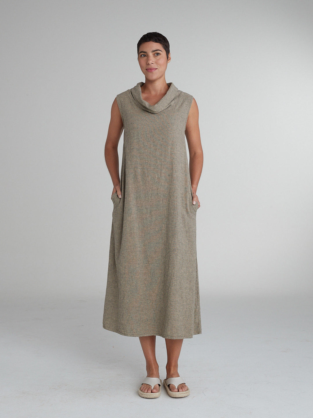 Cut Loose Cowl Neck Maxi Dress 4190329-Cashew