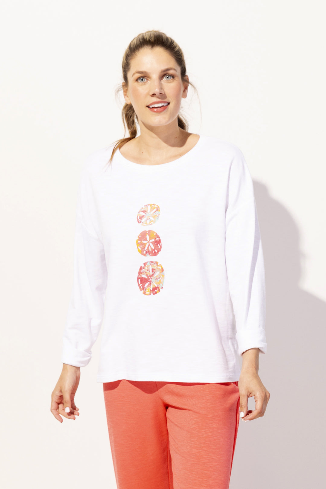 Escape by Habitat Sand Dollars Long-Sleeved Top E45701-White
