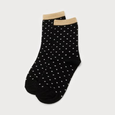 Caracol Polka Dot Socks w/ Gold Band 5100-BLK-G