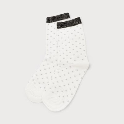 Caracol Polka Dot Socks w/ Black Band 5100-IVO-B