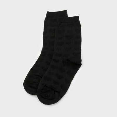 Caracol Embossed Heart Socks 5101-BLK