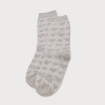 Caracol Embossed Heart Socks 5101-GRY