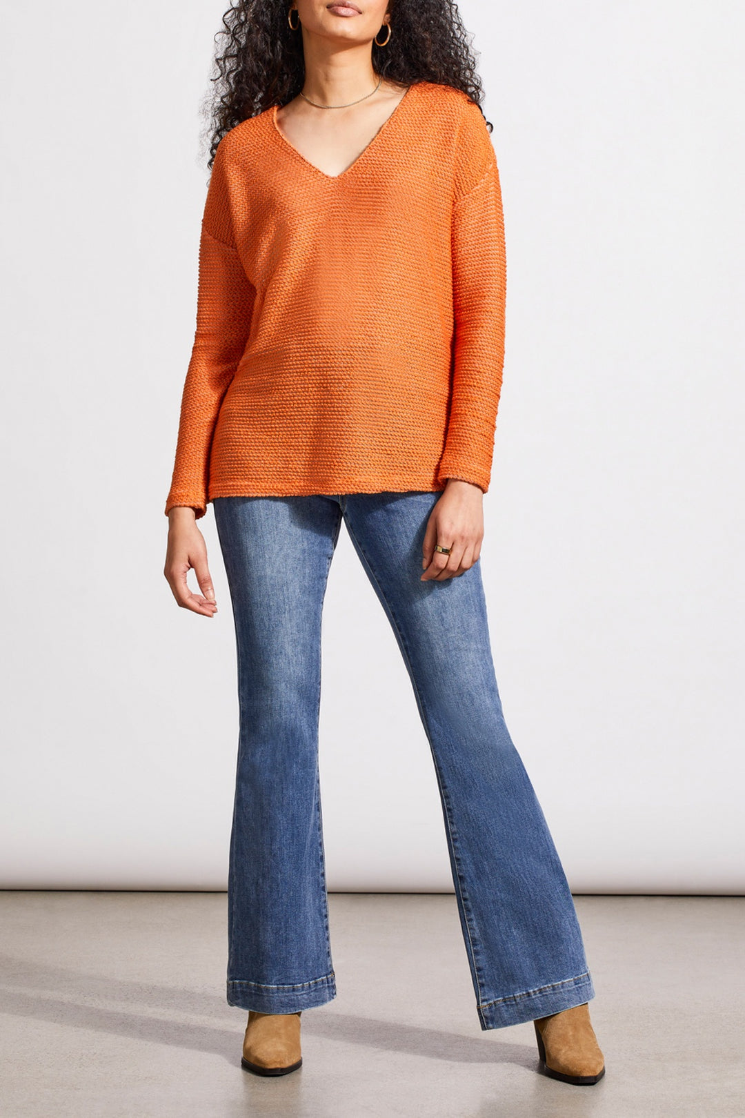 Tribal V-Neck Tunic w/ Side Slits 5648O-4852-0544 Burnt Orange - 1 ONLY SIZE X-SMALL - 20% OFF