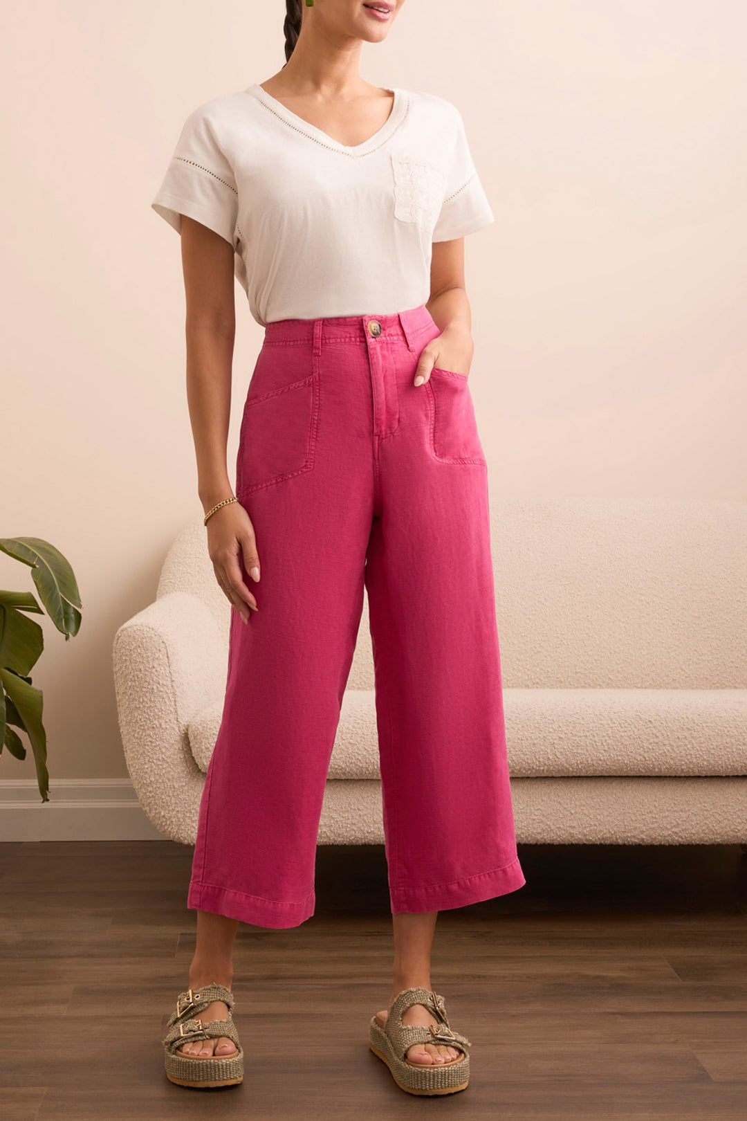 Tribal Brooke Flowy Wide Crop Pant 5863O-4015-2673 Very Berry