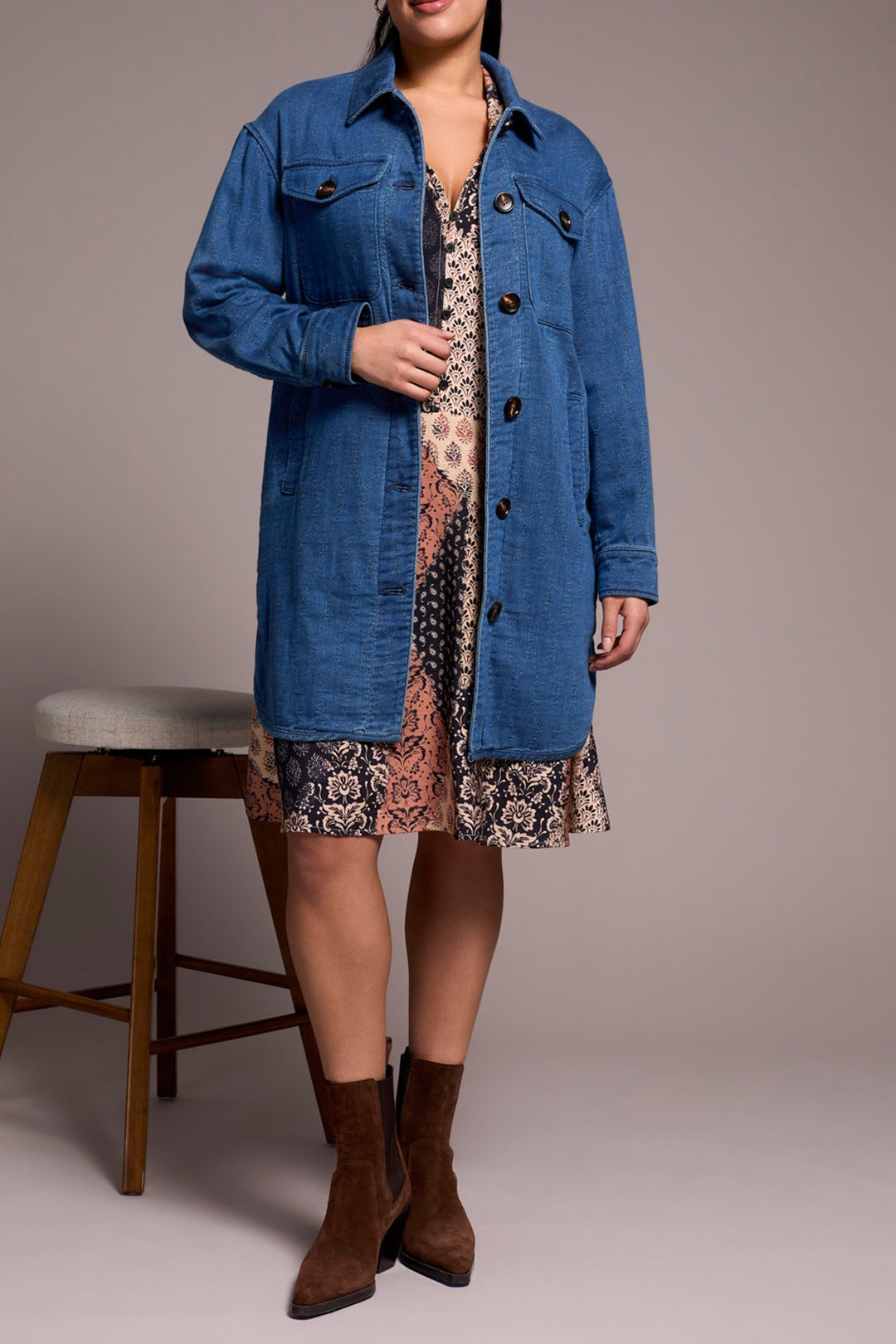 Tribal Long Quilted Shacket 5902O-5352-2484 Bluebliss