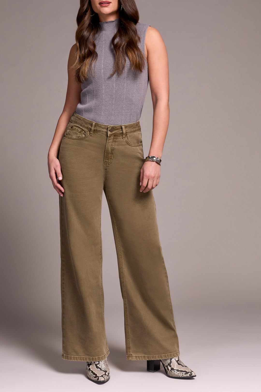 Tribal Brooke Wide Leg Jean 5906O-5019-3255 Oliveleaf