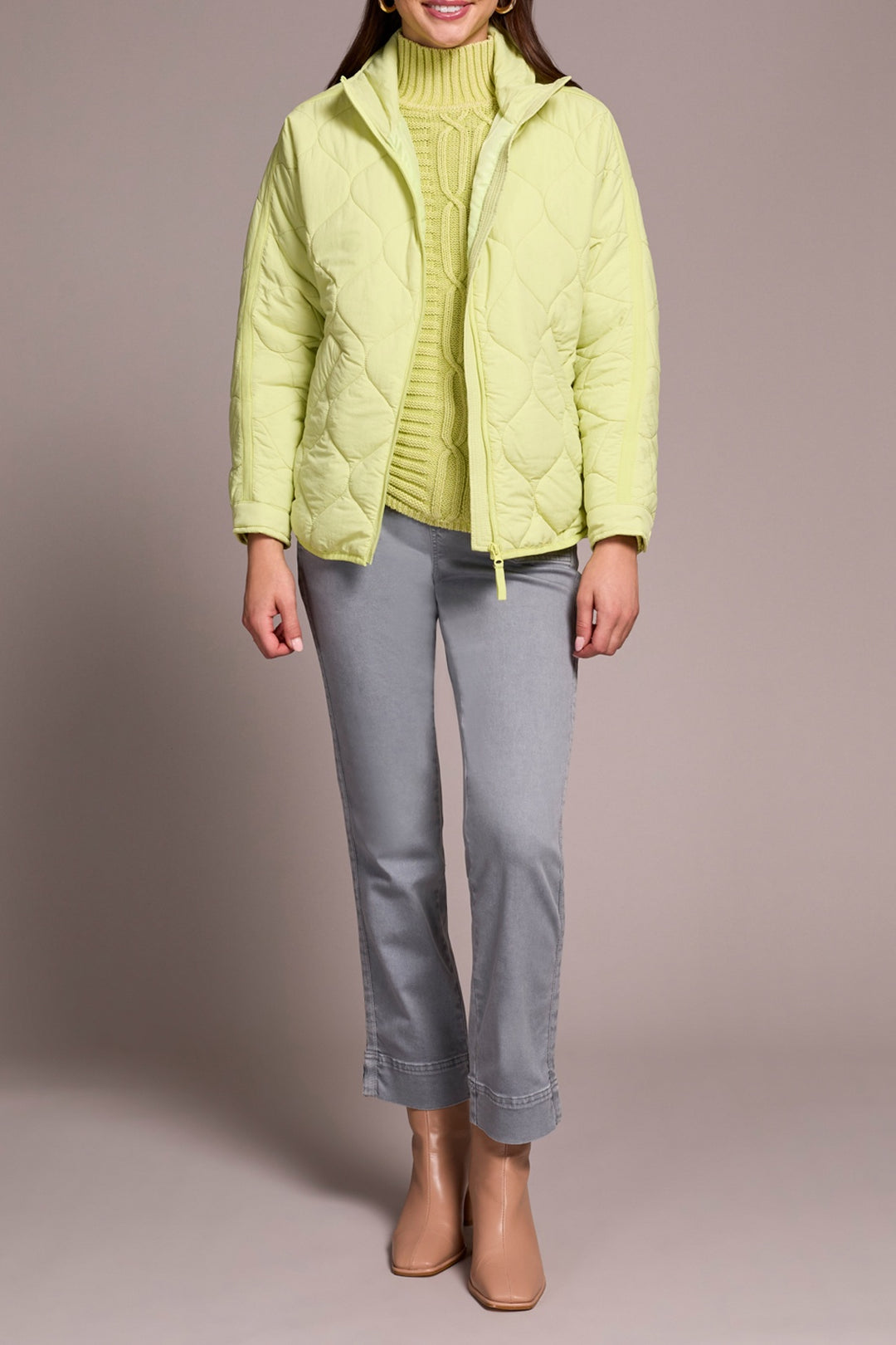 Tribal Quilted Jacket w/ Zip Front 5912O-5350-3244 Limemist