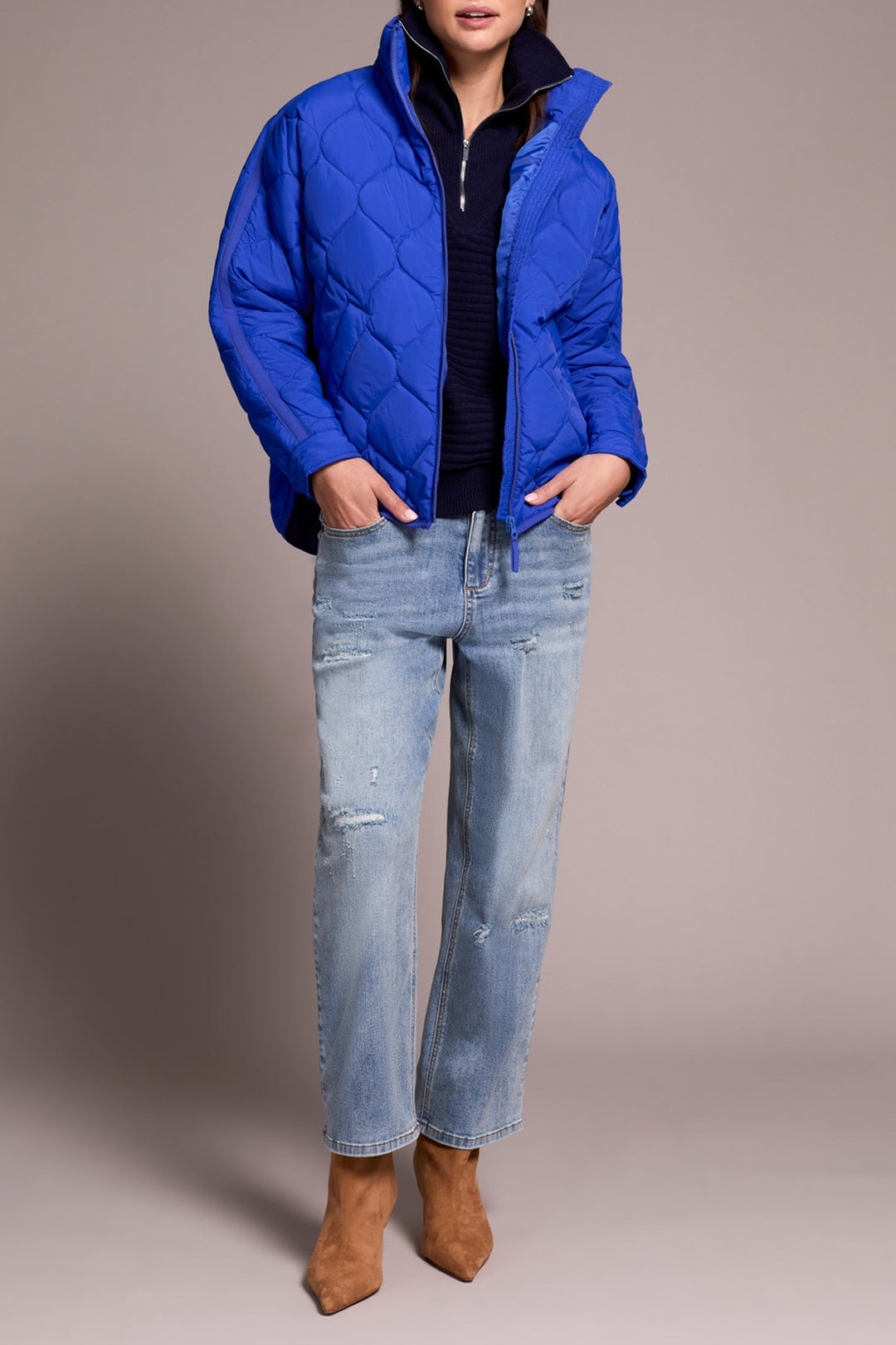 Tribal Quilted Jacket w/ Zip Front 5912O-5350-3258 Lapisblue