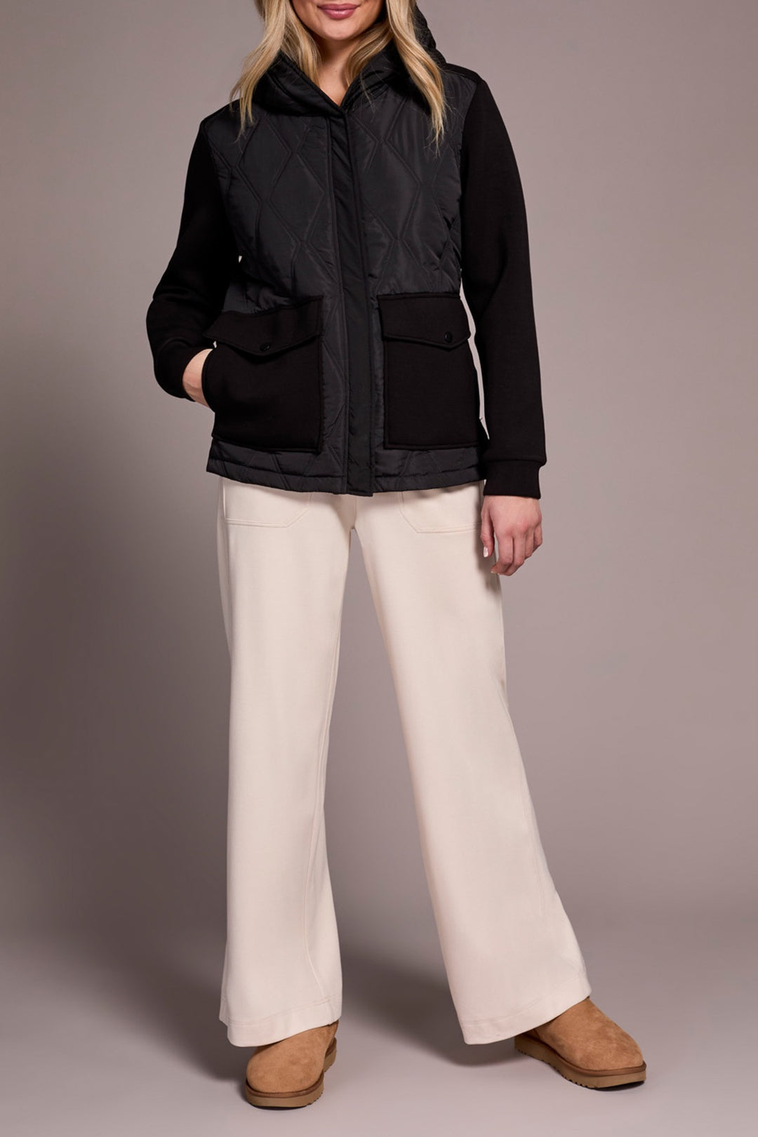 Tribal Quilted Combo Knit Jacket 5918O-5031-0002 Black