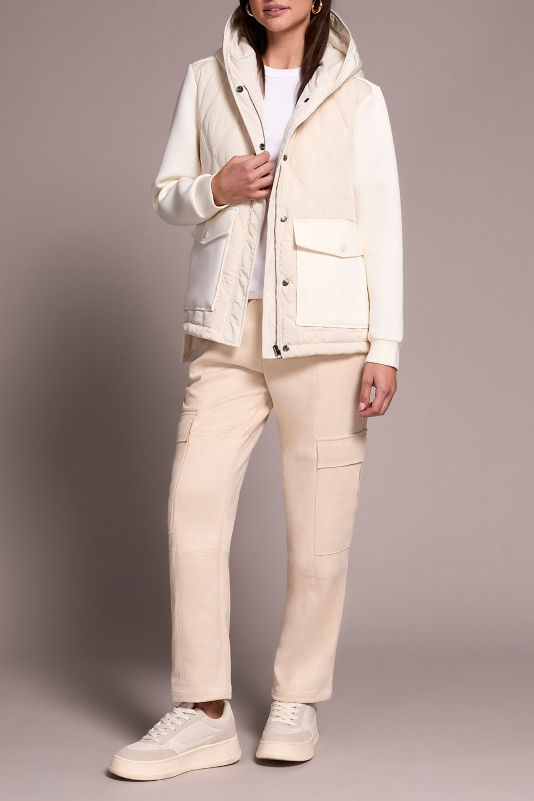 Tribal Quilted Combo Knit Jacket 5918O-5031-0026 Cream