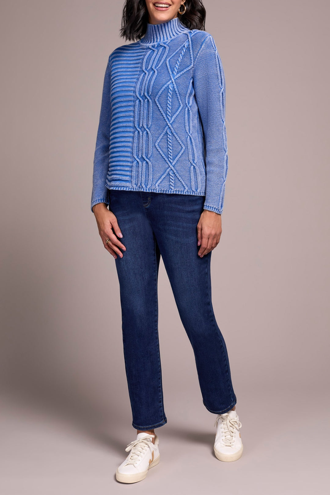 Tribal Mock Neck Sweater w/ Special Was 5935O-4632-2421-Ultrablue