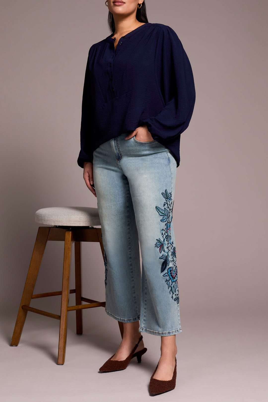 Tribal Audrey Super Straight Jeans w/ Embroidery 5951O-5229-2644 NewBlue