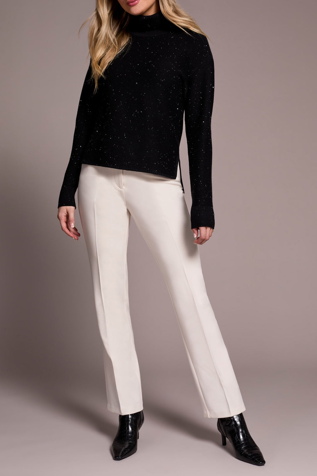 Tribal Turtleneck Hi-Lo Sweater 5980O-5063-0002 Black