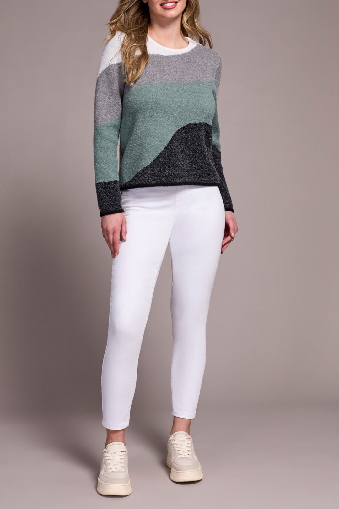 Tribal Crew Neck Jacquard Sweater 6005O-4857-3258 Lapisblue