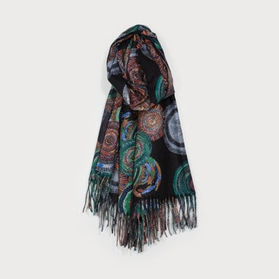 Caracol Woven Mandala Scarf 6210-BLK