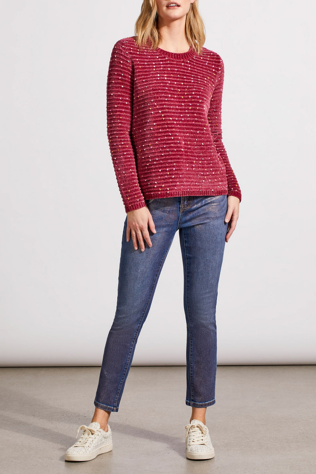 Tribal Crew Neck Sweater 7564O-4646-1825 Port Wine - 1 ONLY SIZE LARGE - 20% OFF