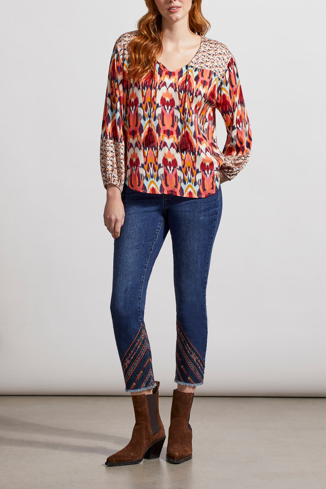 Tribal Printed Blouse 7915O-1434-2430 - 1 ONLY SIZE X-LARGE - 20% OFF