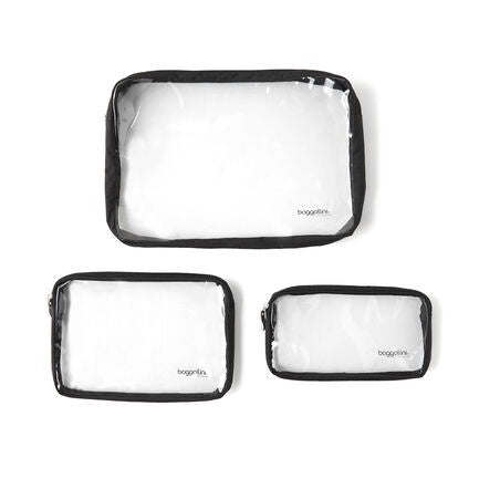 Baggallini Clear Toiletry Pouches Set/3 CTP485-Black