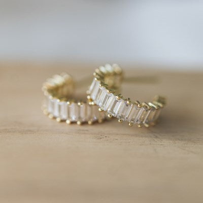 Glee Jewelry Chara Hoop Earrings - Gold/Clear