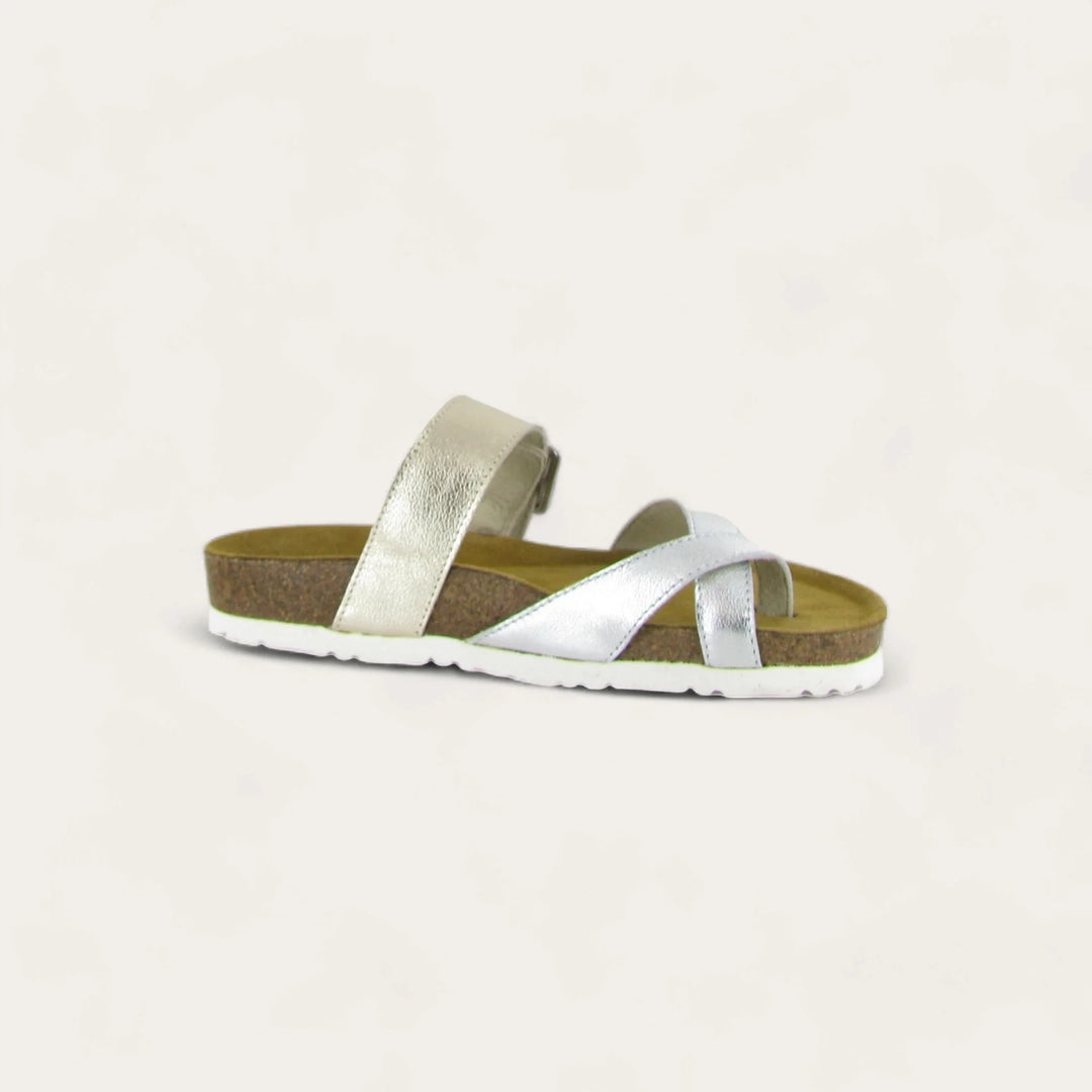 Womens Naot Fresno Sandal 8250-QCD Soft Silver/Radiant Gold